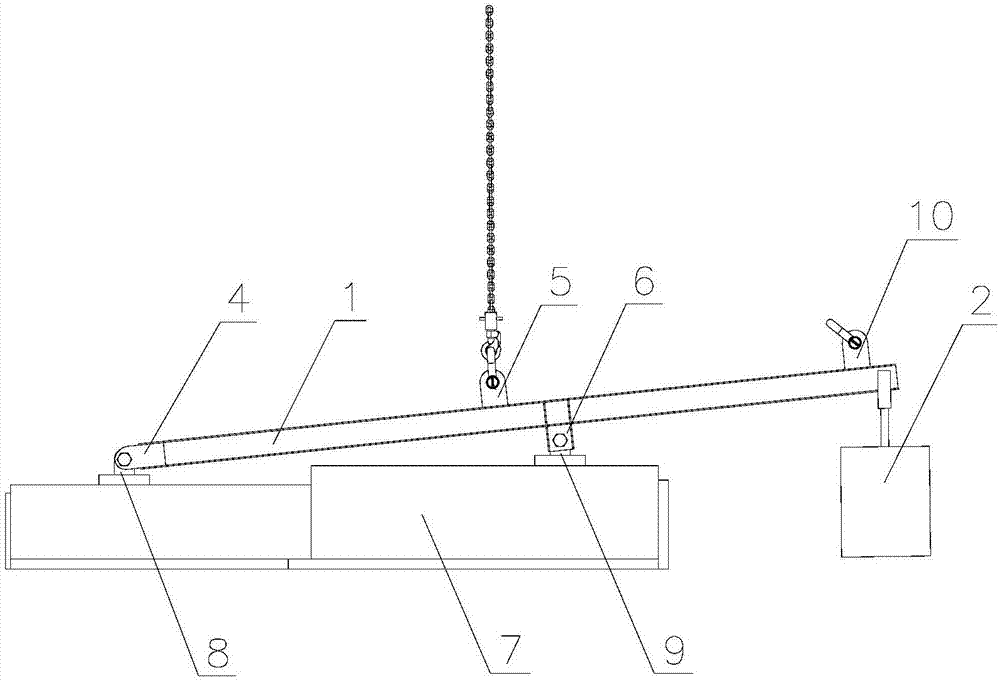 Horizontal balancing device and method for dismounting flue gas turbine bearing box cover