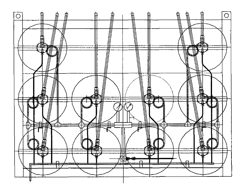 Automatic high pressure gas supply and supplement device of long pipe semi-trailer