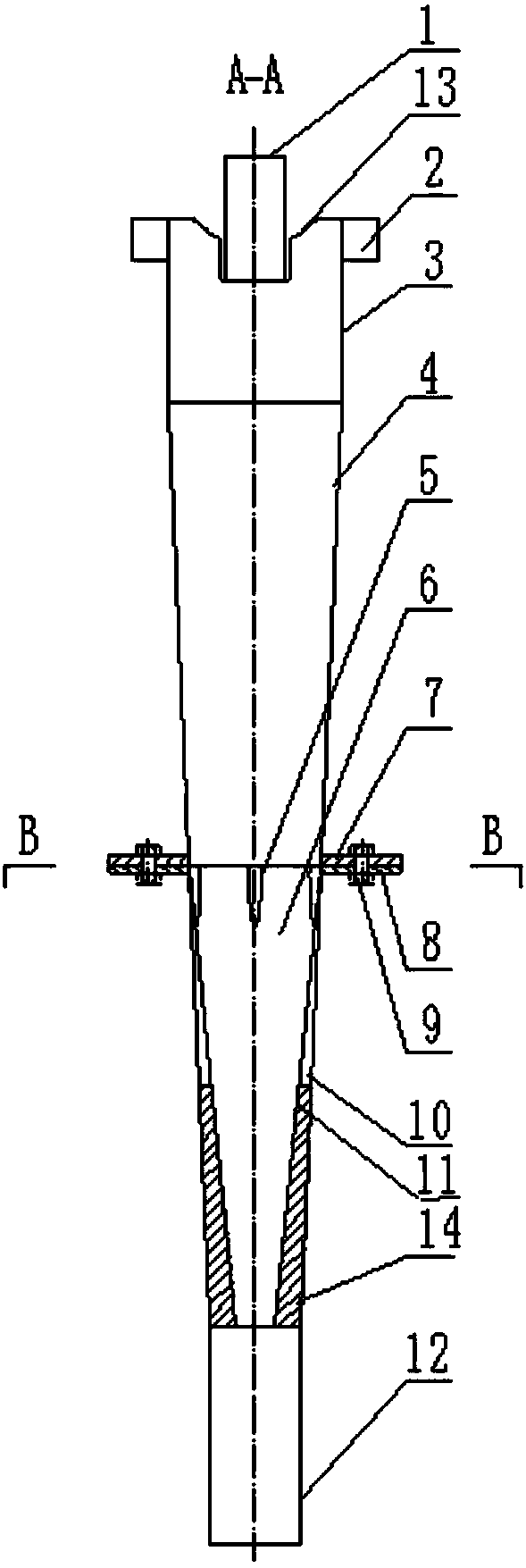 A wear-resistant solid-liquid separation cyclone