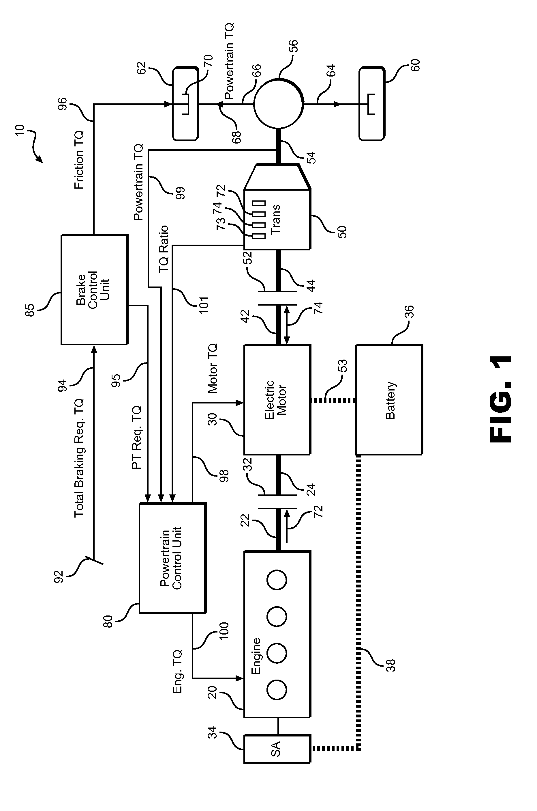 Torque modulation in a hybrid vehicle downshift during regenerative braking