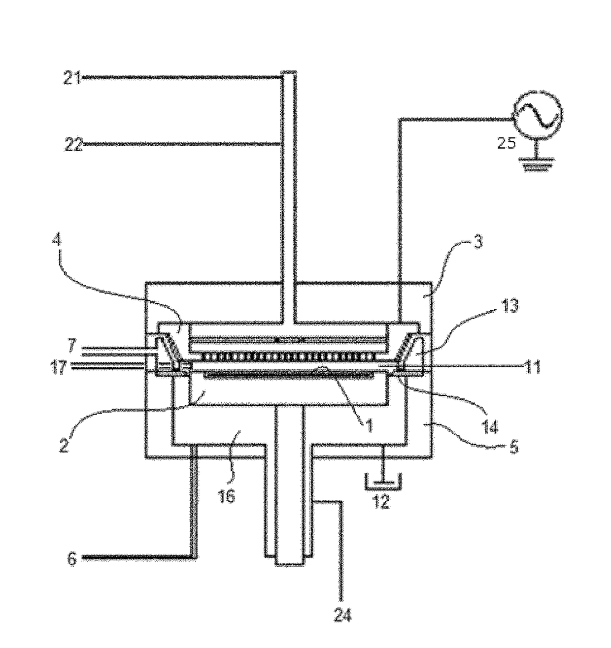 Method of subatmospheric plasma-enhanced ald using capacitively coupled electrodes with narrow gap