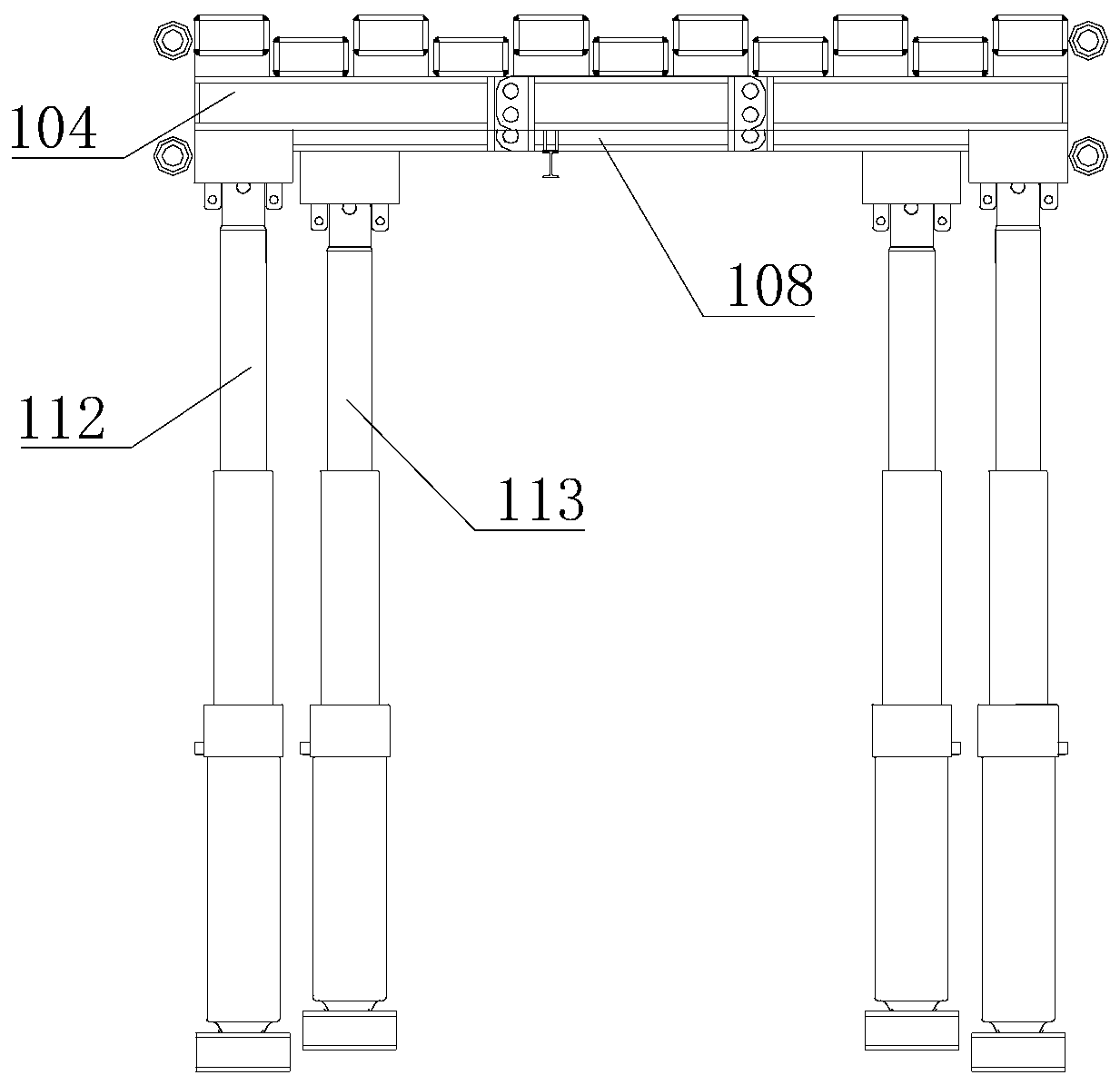 Movable temporary supporting device and rib expanding and mounting integrated construction method