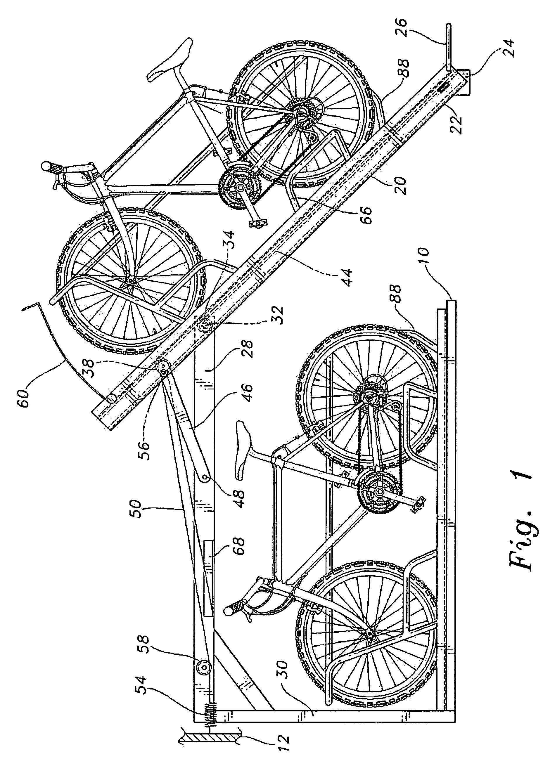 Bilevel bicycle storage system