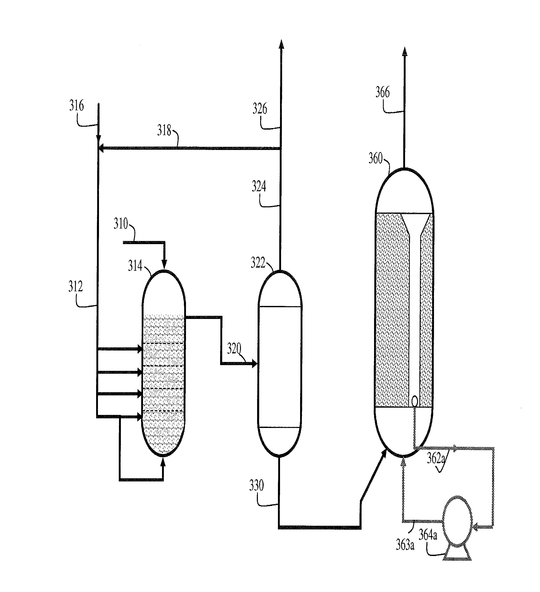 Ebullated-bed process for feedstock containing dissolved hydrogen