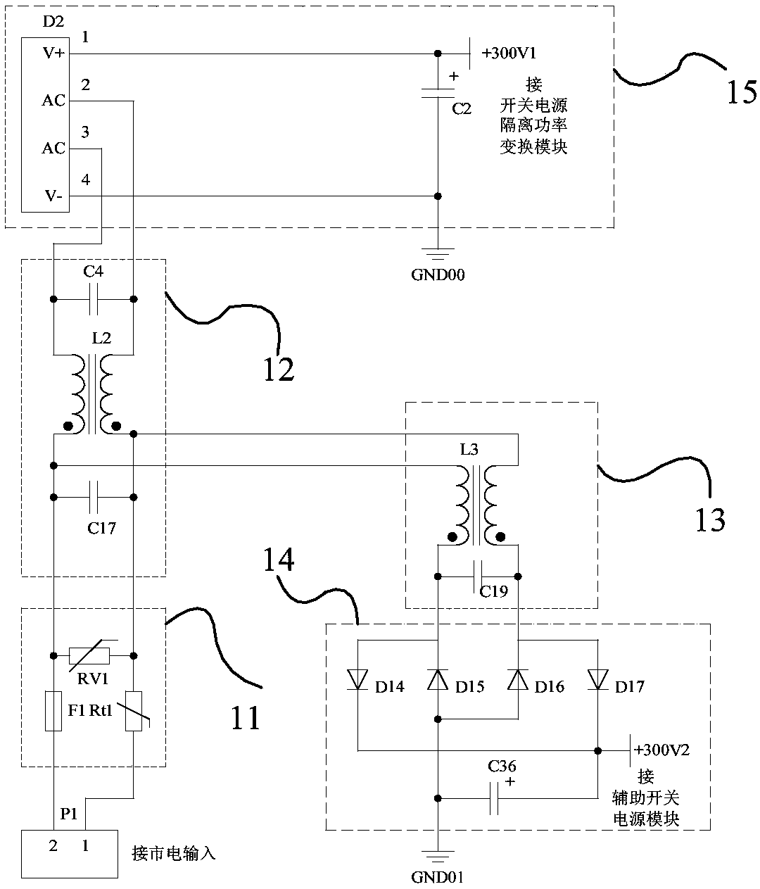 A large power wide range adjustable DC linear voltage regulated power supply