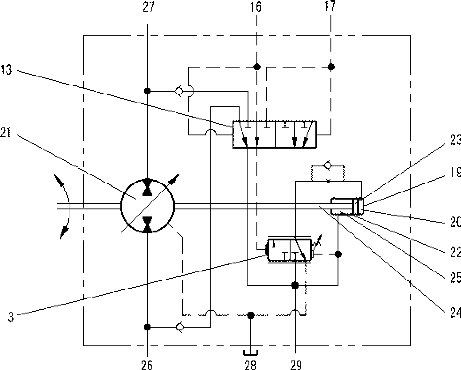 Hydraulic control method of hydraulic motor rotating speed and device thereof