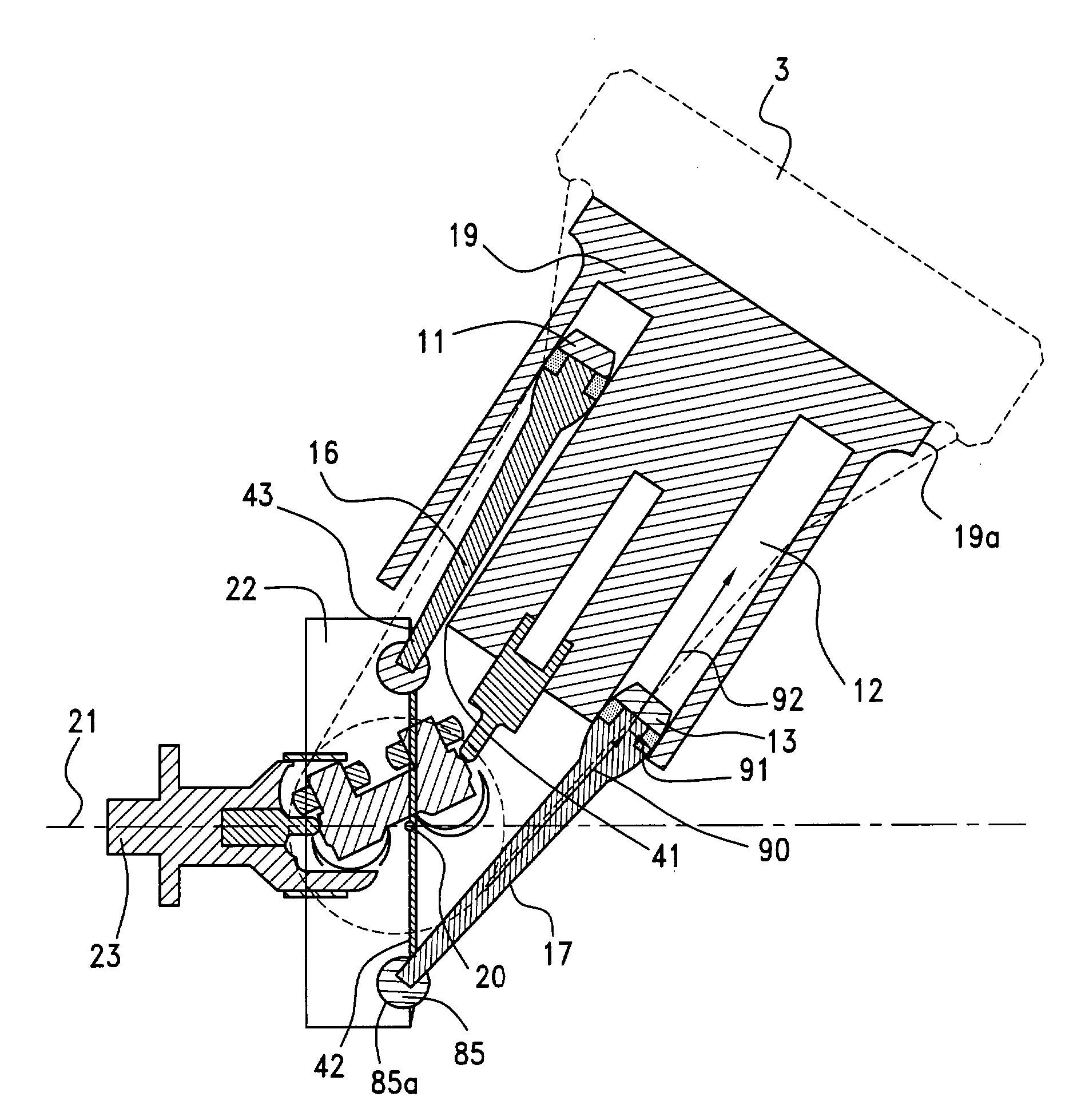 High-efficiency, large angle, variable displacement hydraulic pump/motor