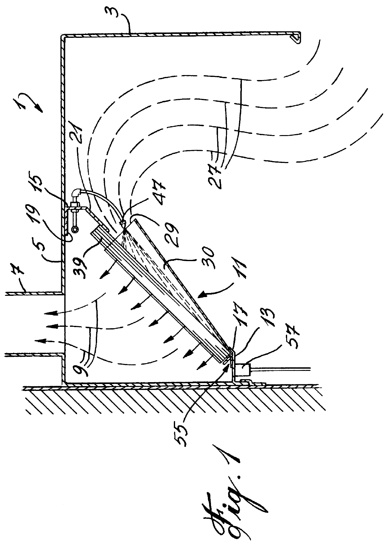 Method and apparatus for combined removal and in-situ biodegradation of grease material from a kitchen ventilator