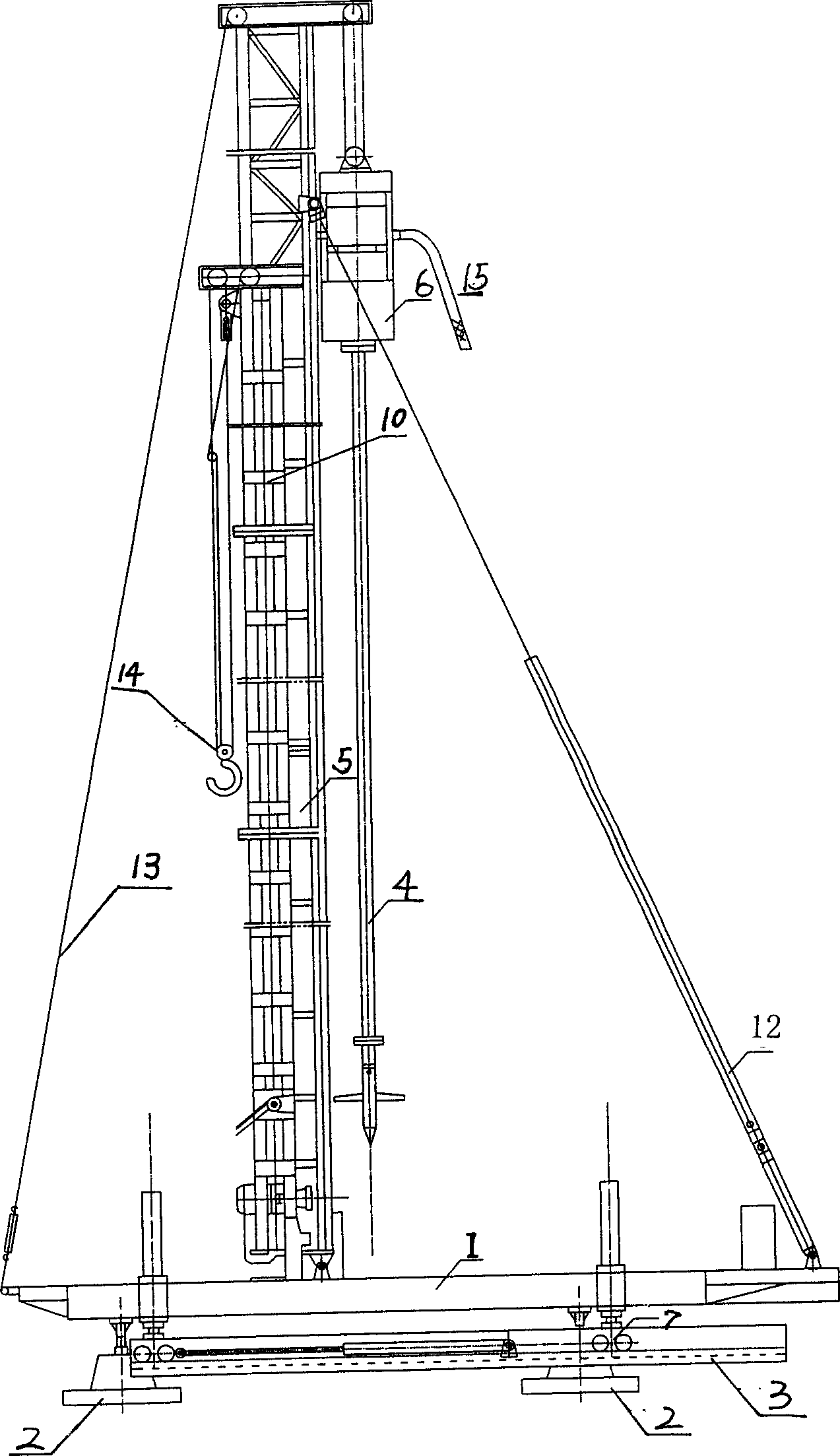 Concrete core cement soil stirring pile machine and its construction technological method