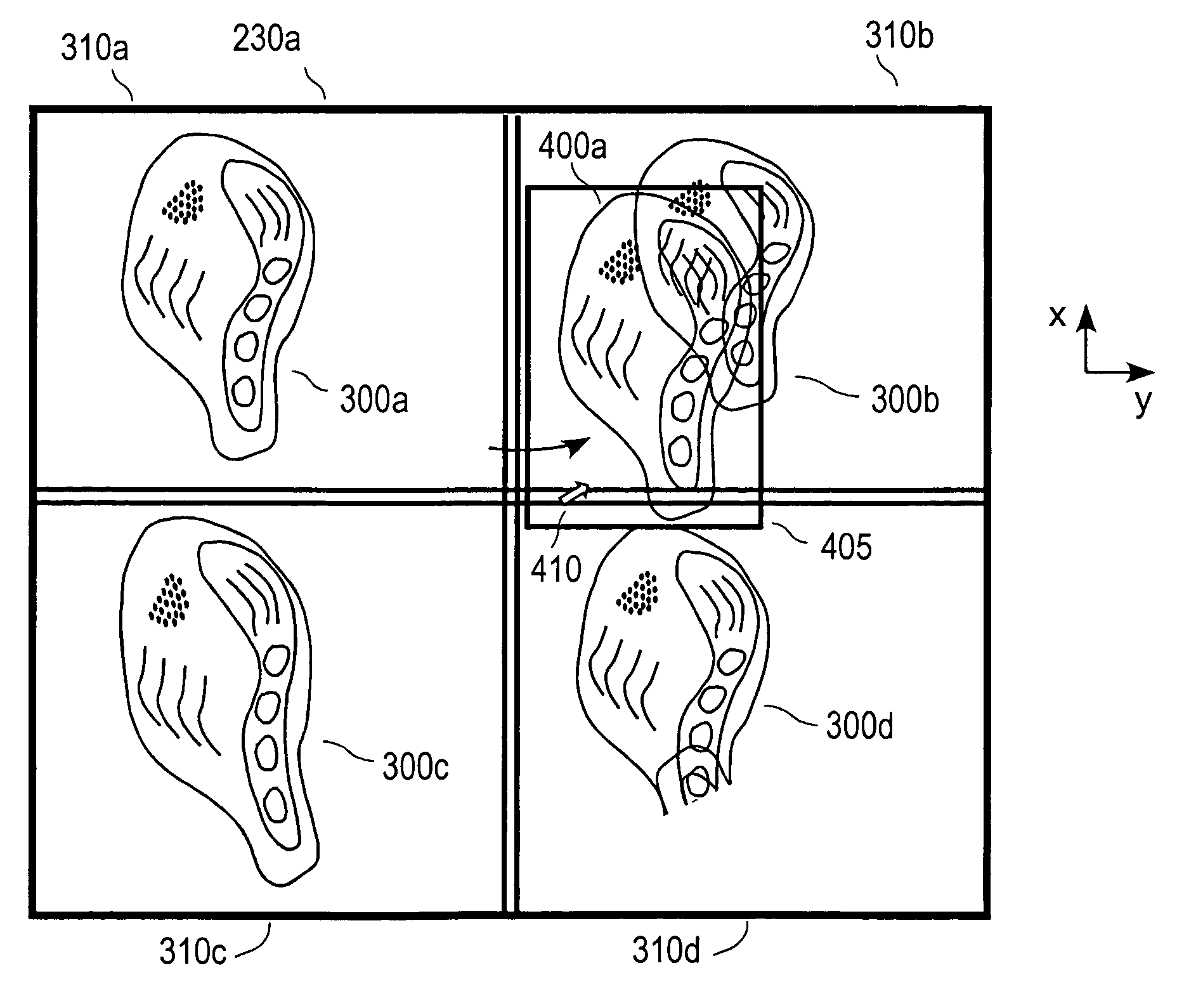 Linking of images to enable simultaneous viewing of multiple objects