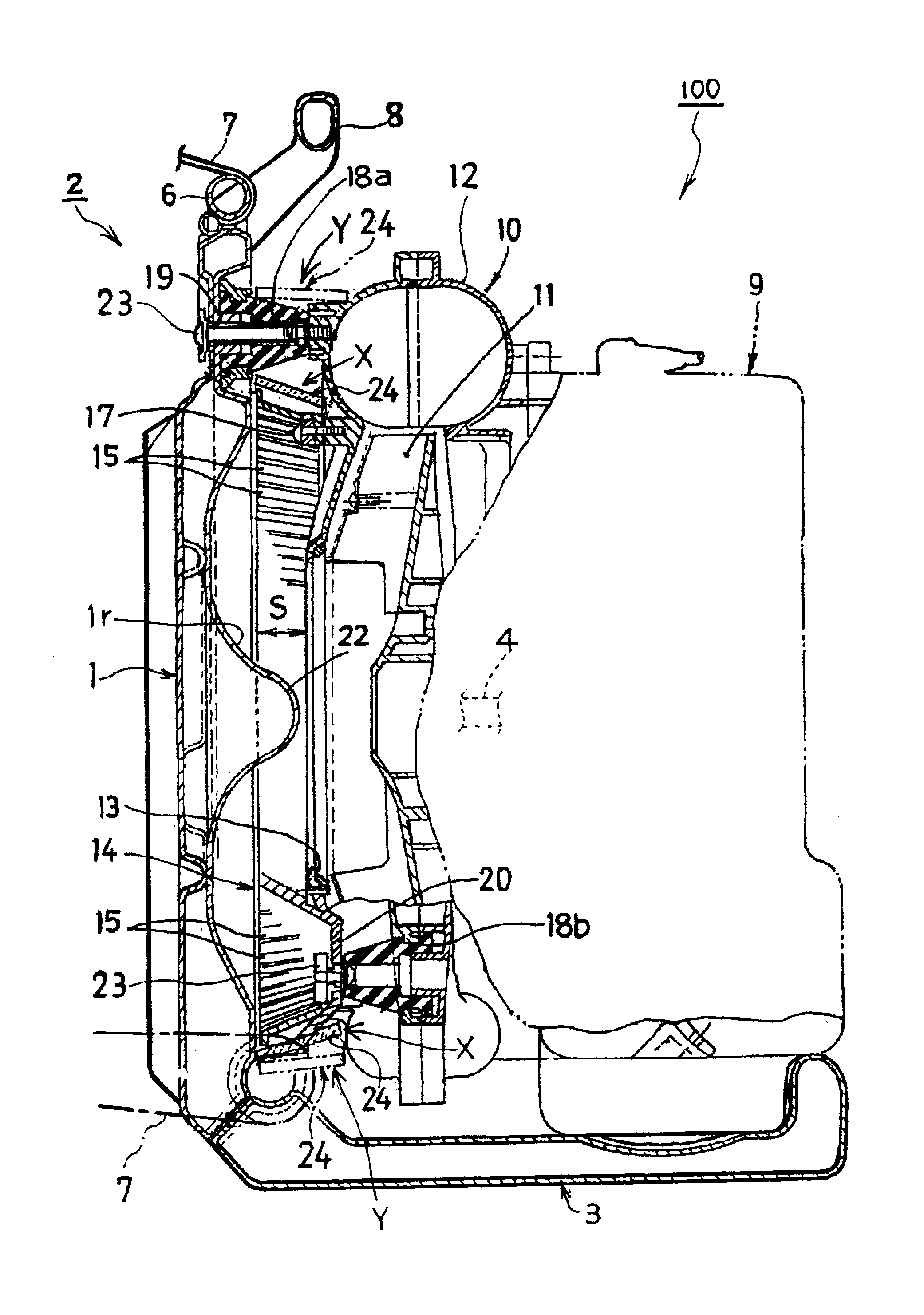 Power blower having a debris-catching filter member