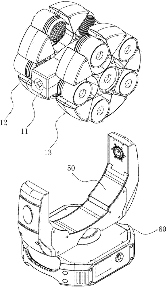 Double-turntable lamp and double-turntable stage lamp