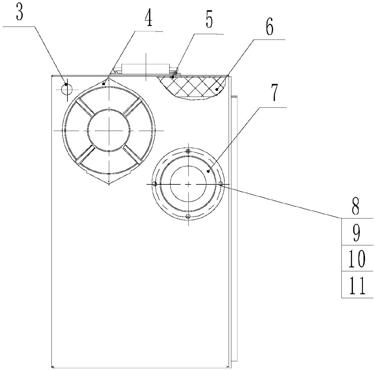 Rear panel assembly for silencing box shell structure