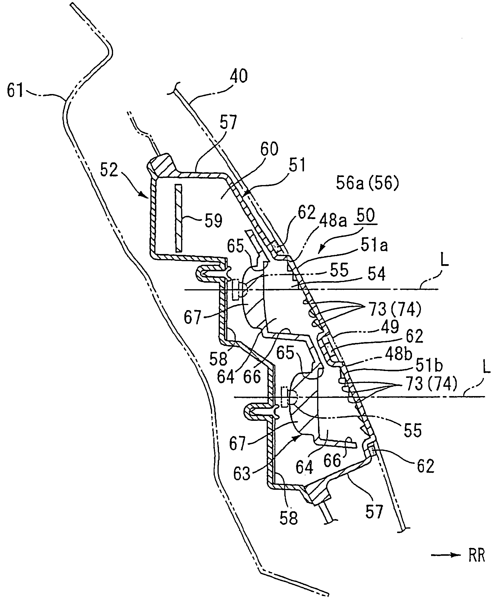 Rear lamp unit for vehicle