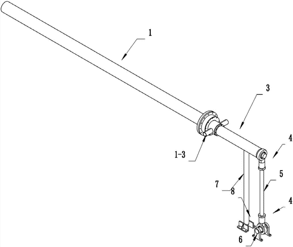 Swing rod type conveying tube of large roller