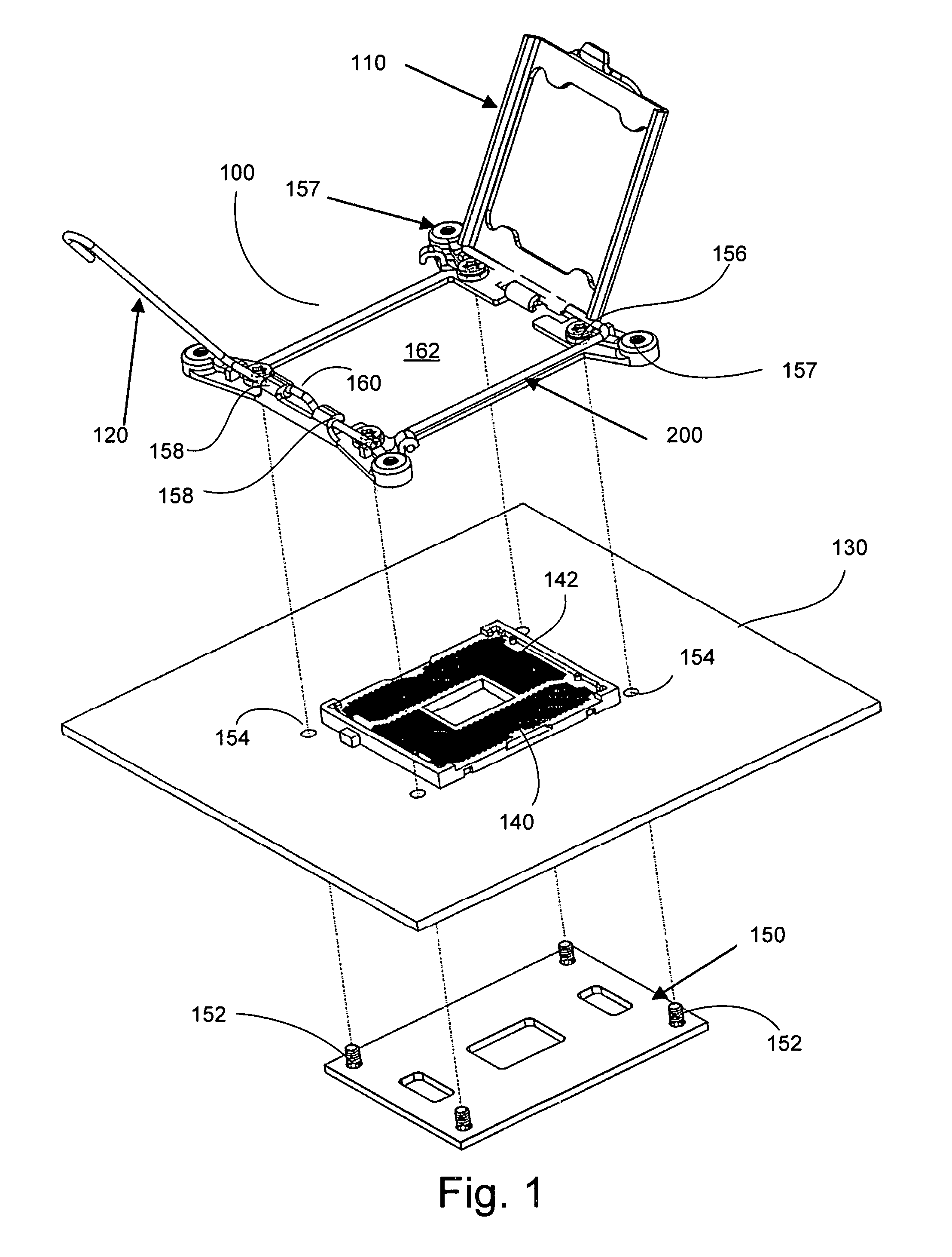 Unified retention mechanism for CPU/socket loading and thermal solution attach