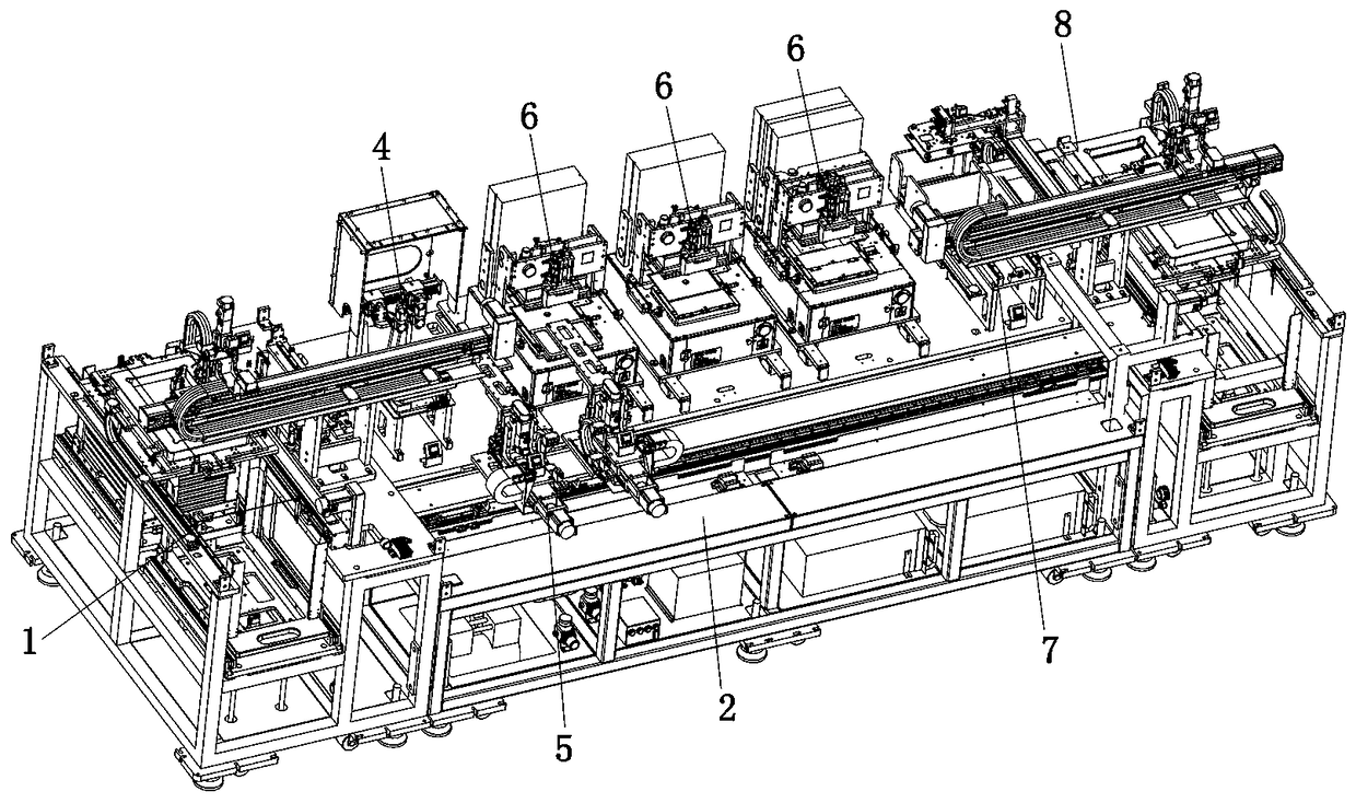 Three-station DITO full-automatic testing machine and testing process thereof