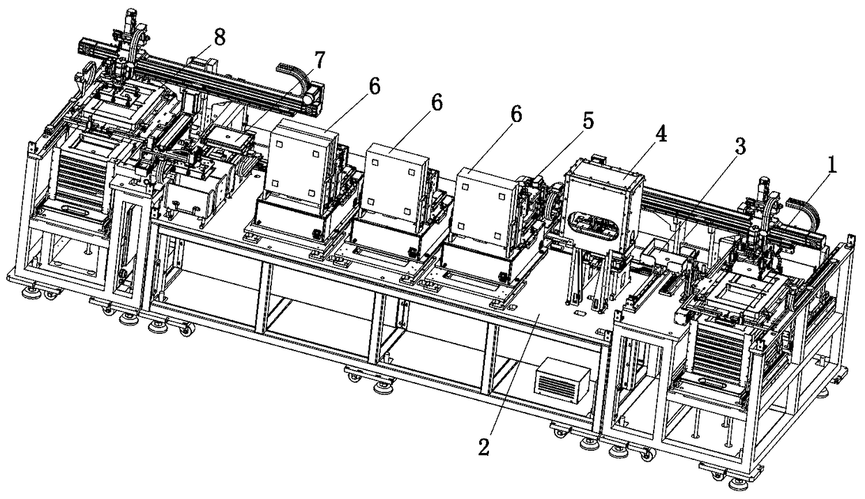 Three-station DITO full-automatic testing machine and testing process thereof