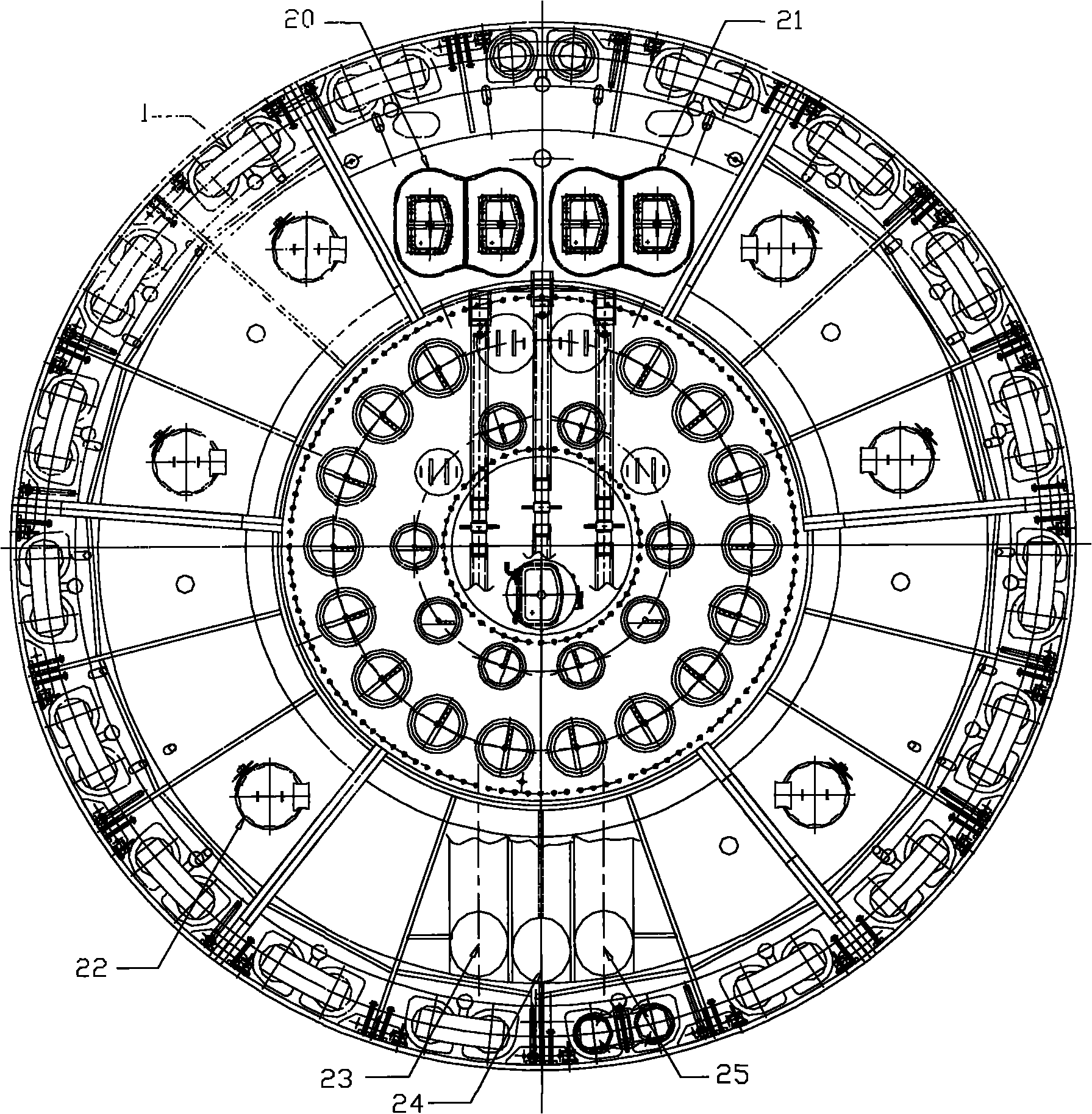 Large-diameter earth pressure balance shield machine