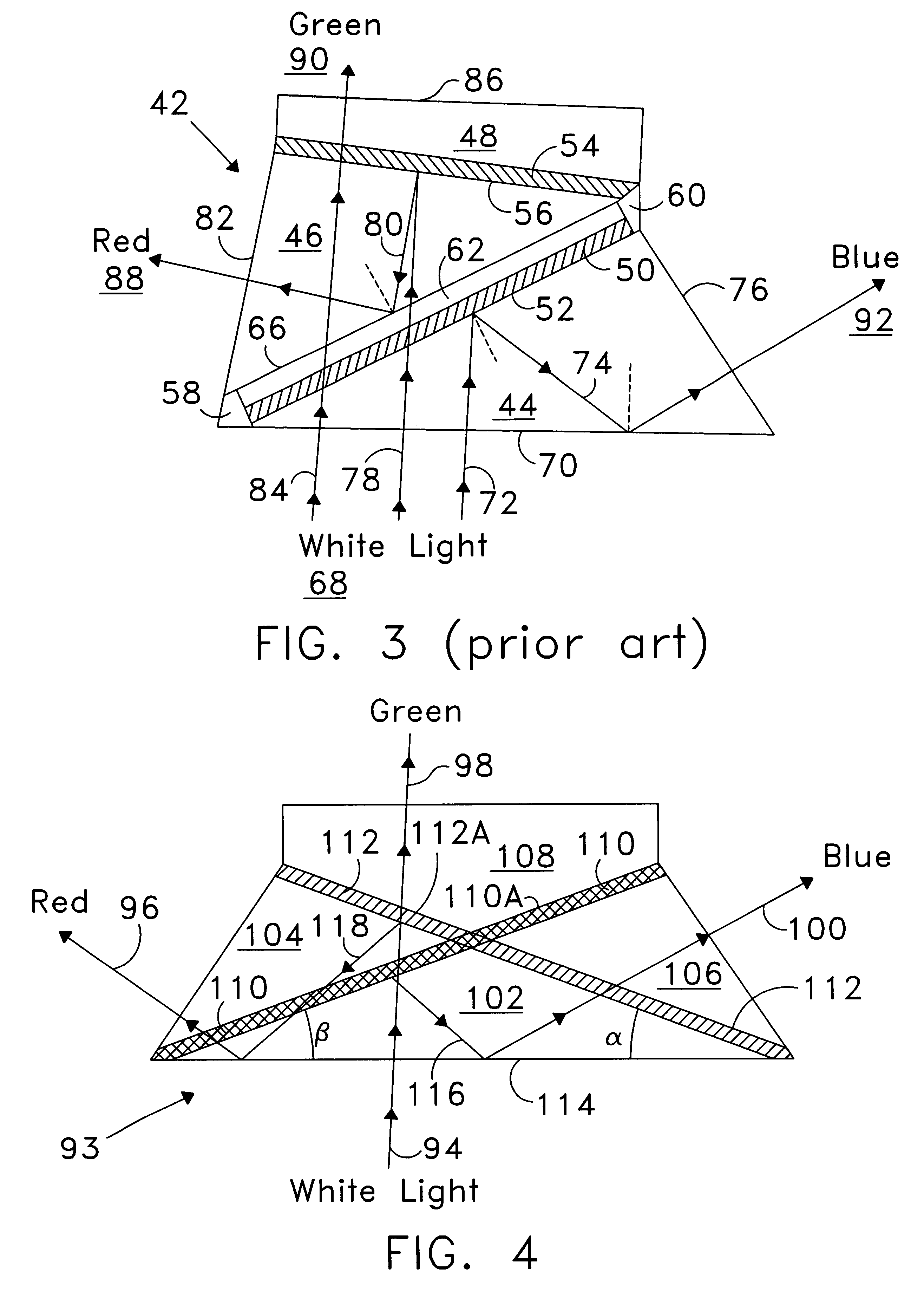 Producing colored light beams from white light