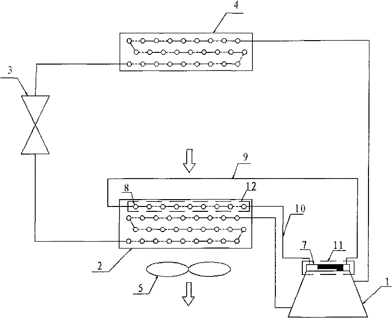 Air-cooling heat pump using excess heat of compressor for frost prevention