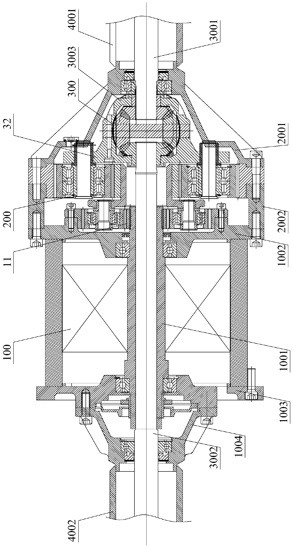 Electric drive axle of double-stage planetary gear reducer