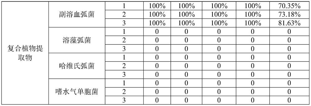 Composite plant extract for inhibiting vibrio parahaemolyticus in water environment as well as preparation method and application of composite plant extract