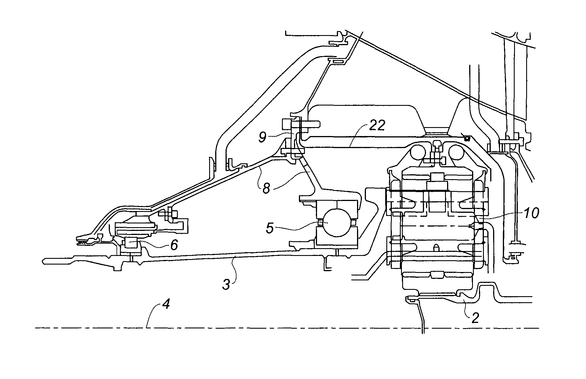 Reduction gear with epicyclic gear train having roller-bearing-mounted planet spindles