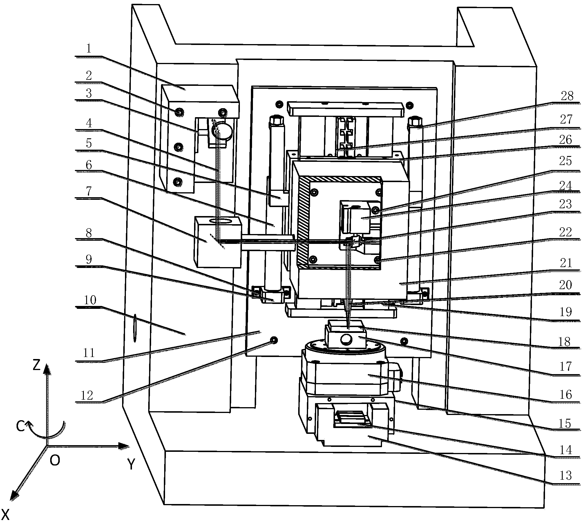 Large-stroke column coordinate two-photon polymerization processing method and device