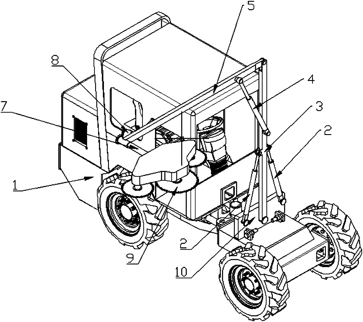 Self-propelled green hedge trimmer and use method