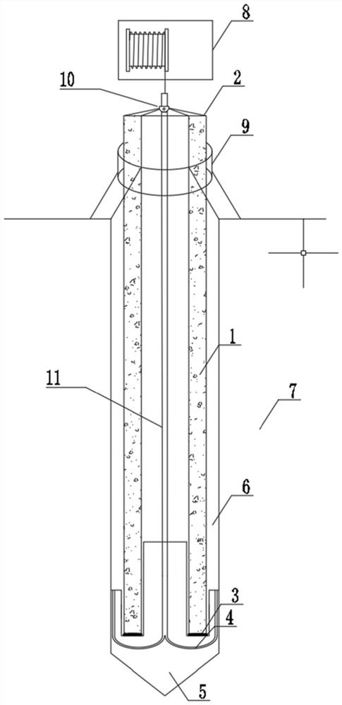 Hammering construction technology with pile shoe and pile body dead weight expanding function