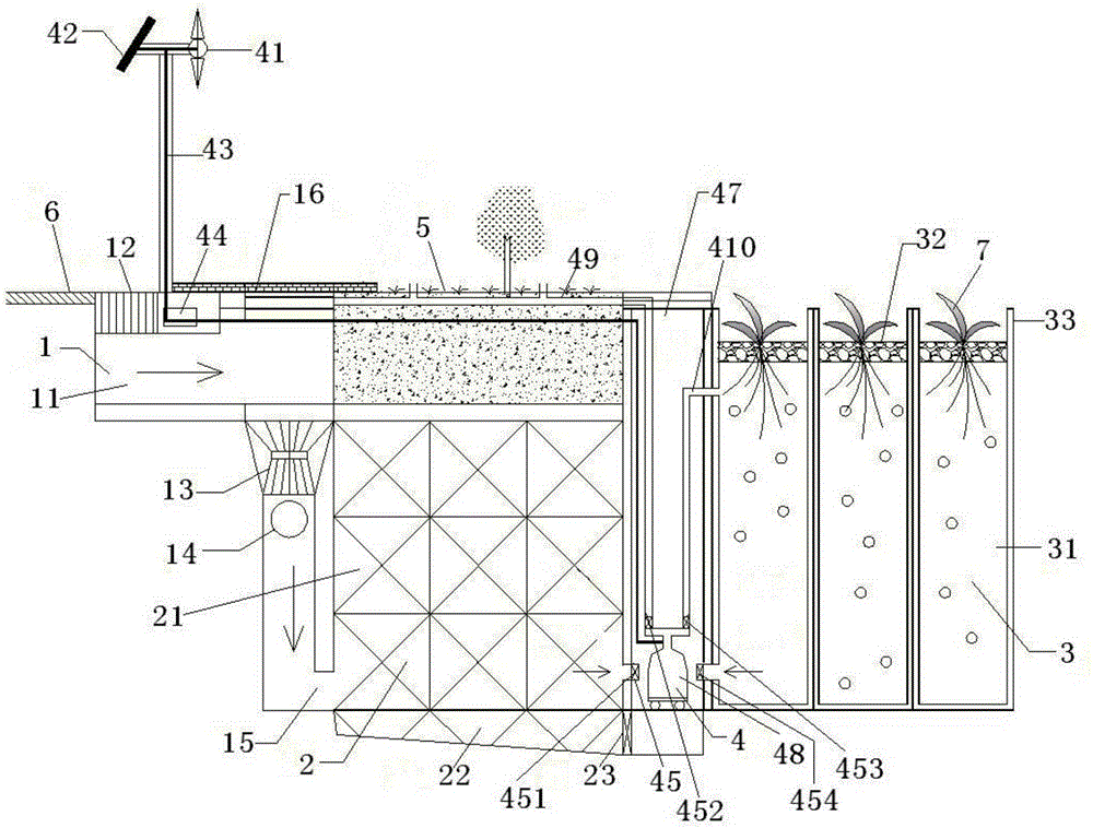 A treatment device for initial runoff rainwater interception on urban pavement