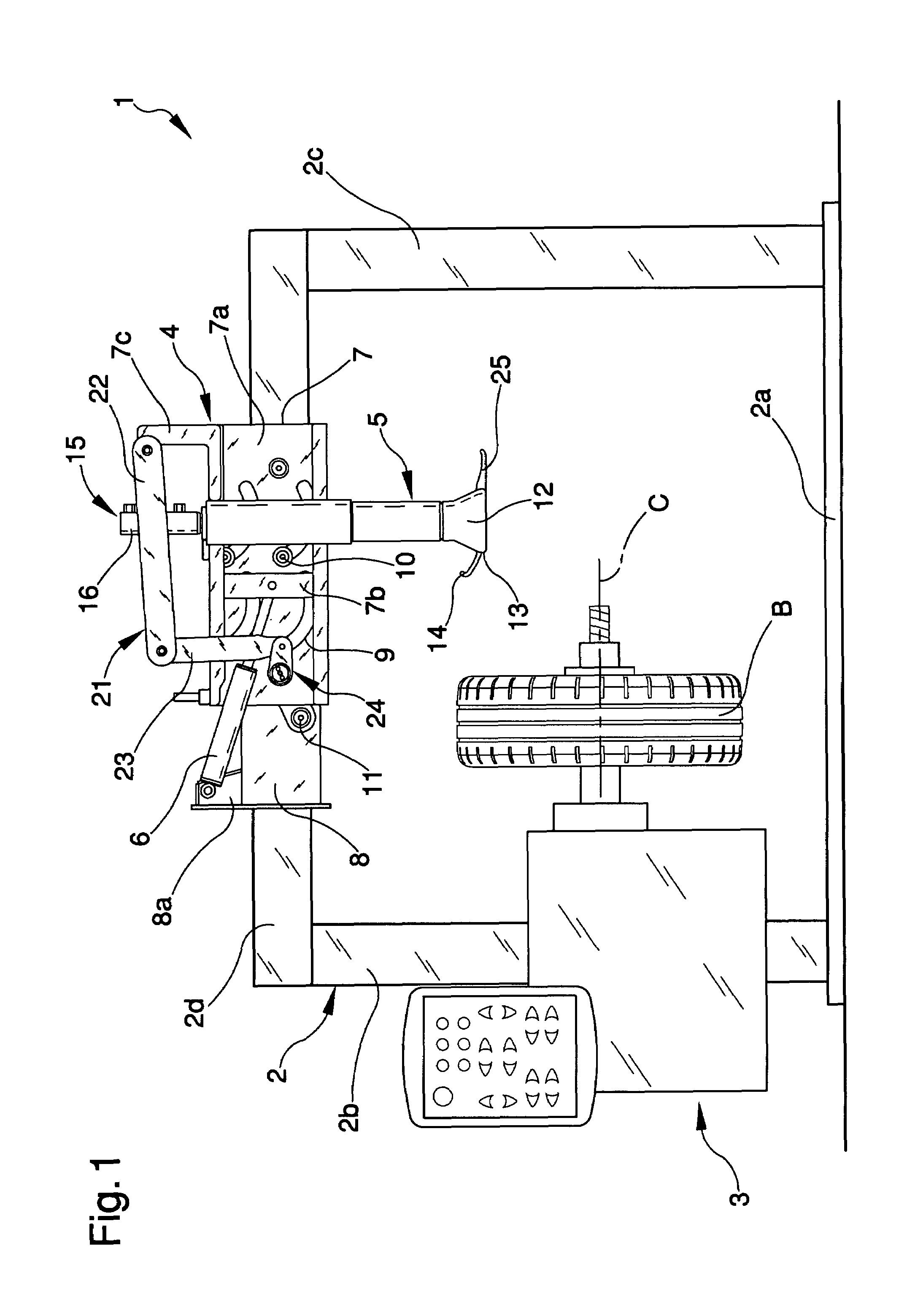 Machine for fitting and removing tires and wheel rims for vehicles