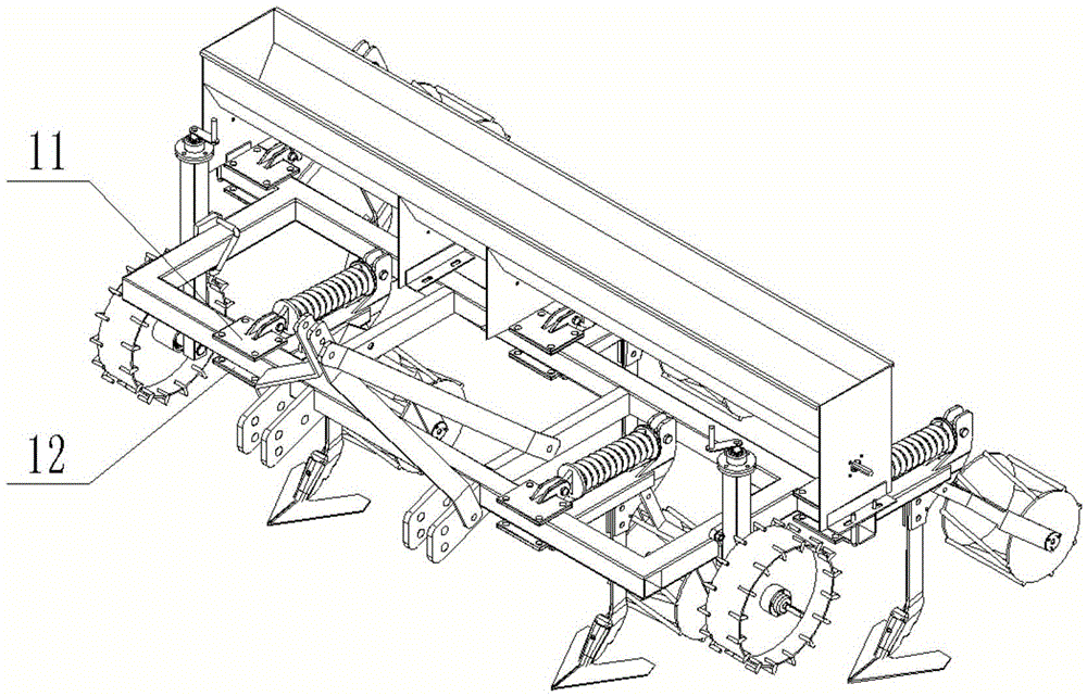 Anti-drag subsoiling and intertilling device allowing quick replacement of subsoiling and intertilling shovel points