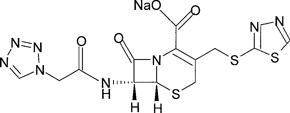 Ceftezole sodium powder injection and synthesizing method thereof