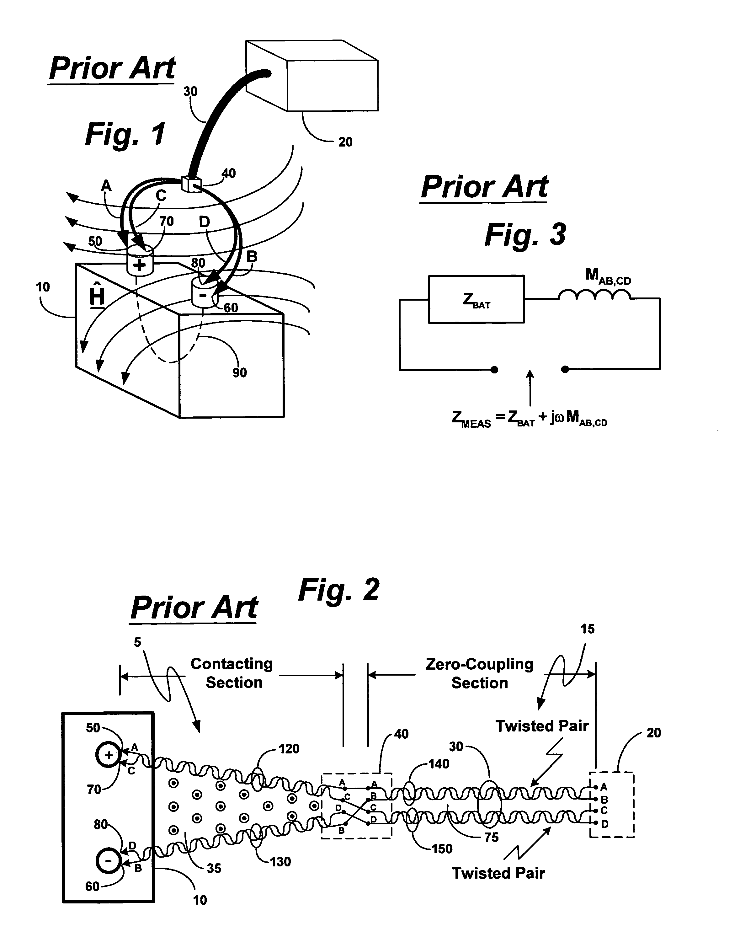 Broad-band low-inductance cables for making Kelvin connections to electrochemical cells and batteries