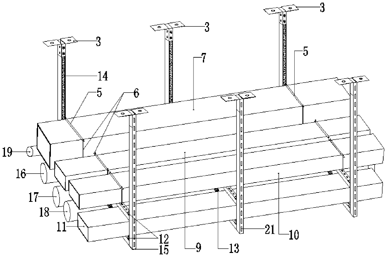 Multifunctional finished product comprehensive supporting and hanging bracket for suspended ceiling