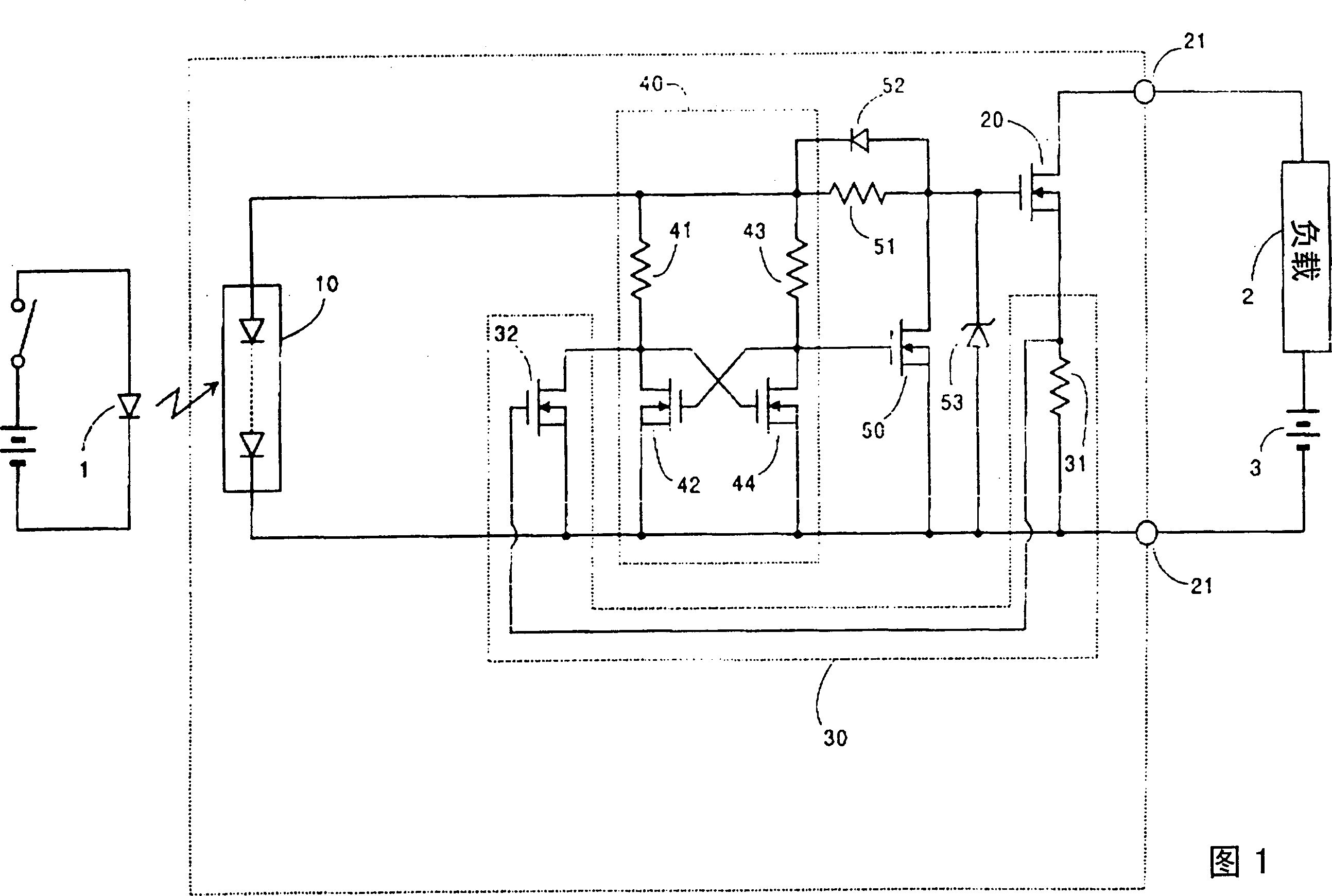 Optical response semiconductor switch with short circuit load protection