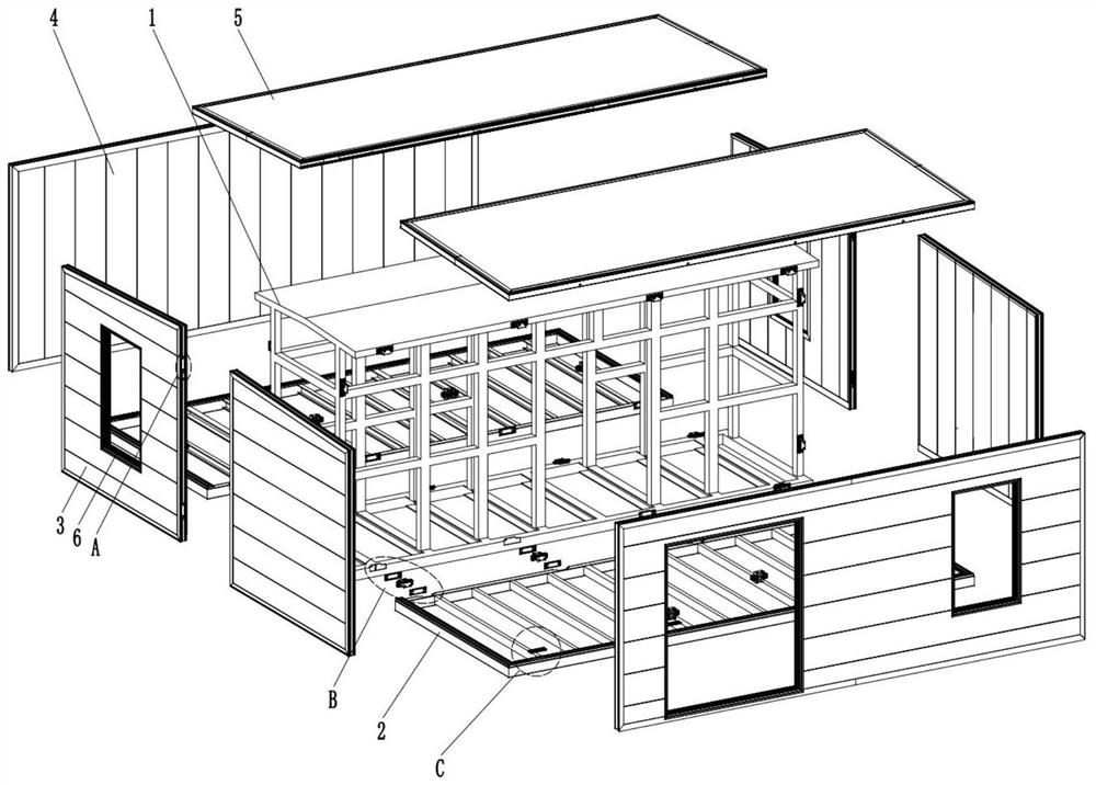 House wall surface and floor connecting structure