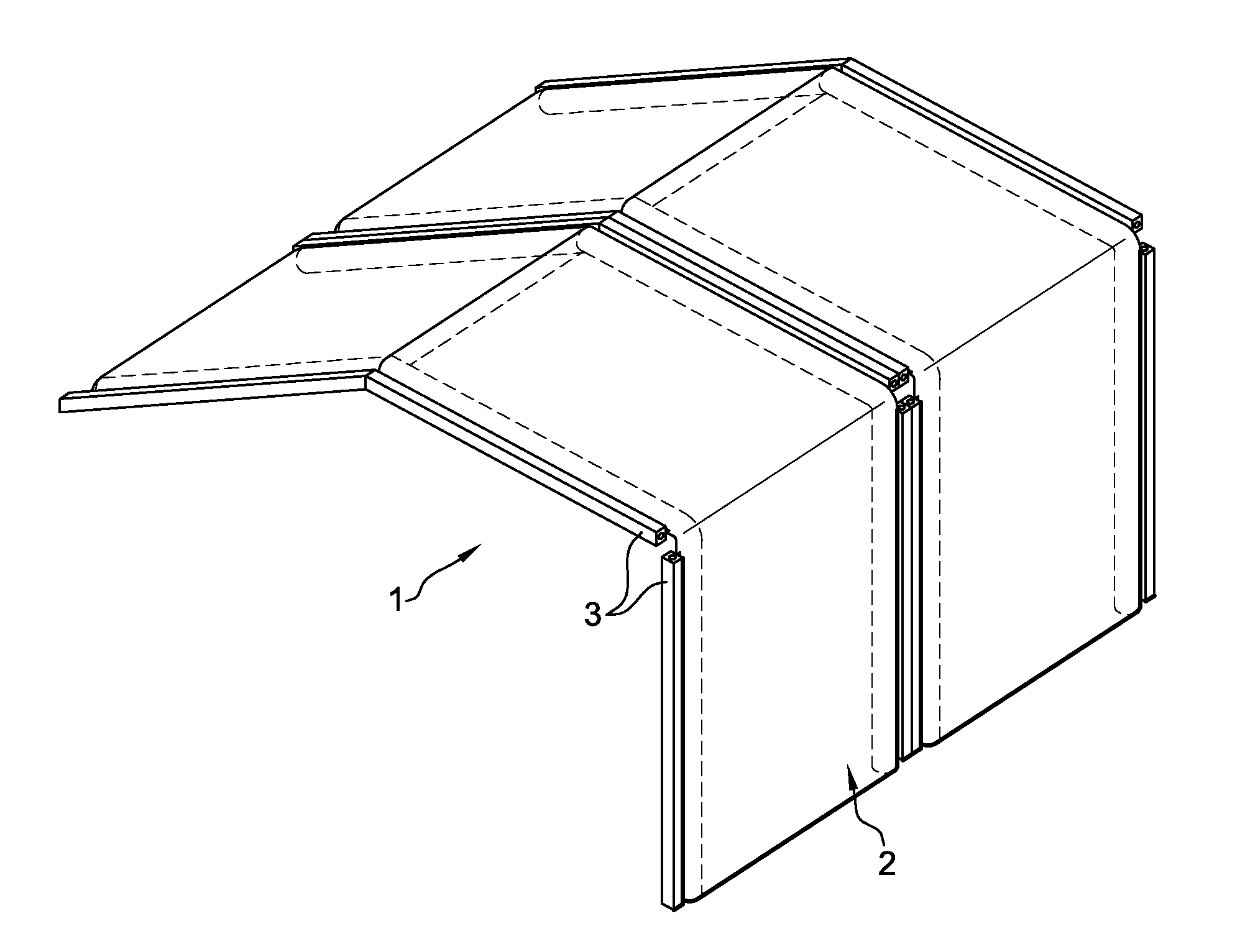 Flexible dual skin wall and device for tensioning a dual skin flexible wall