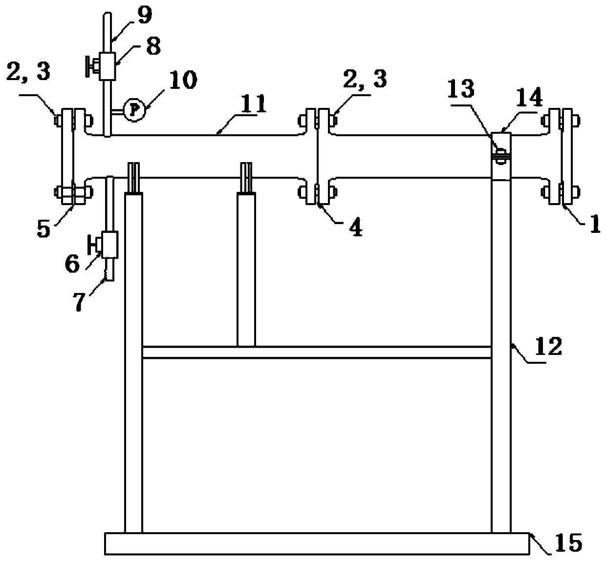 Power station water system equipment flange sealing and detection simulation device