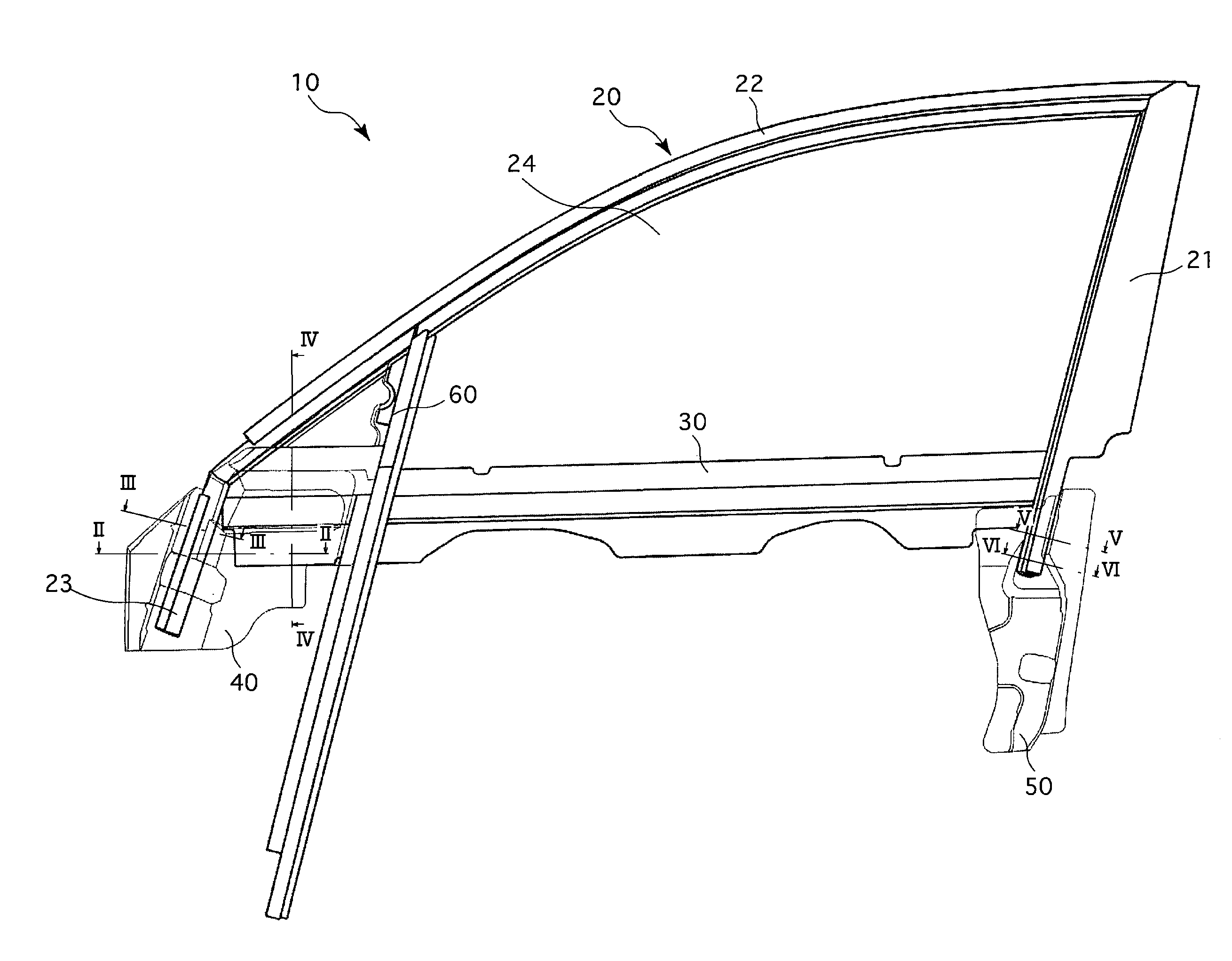 Vehicle door frame and method of producing the same