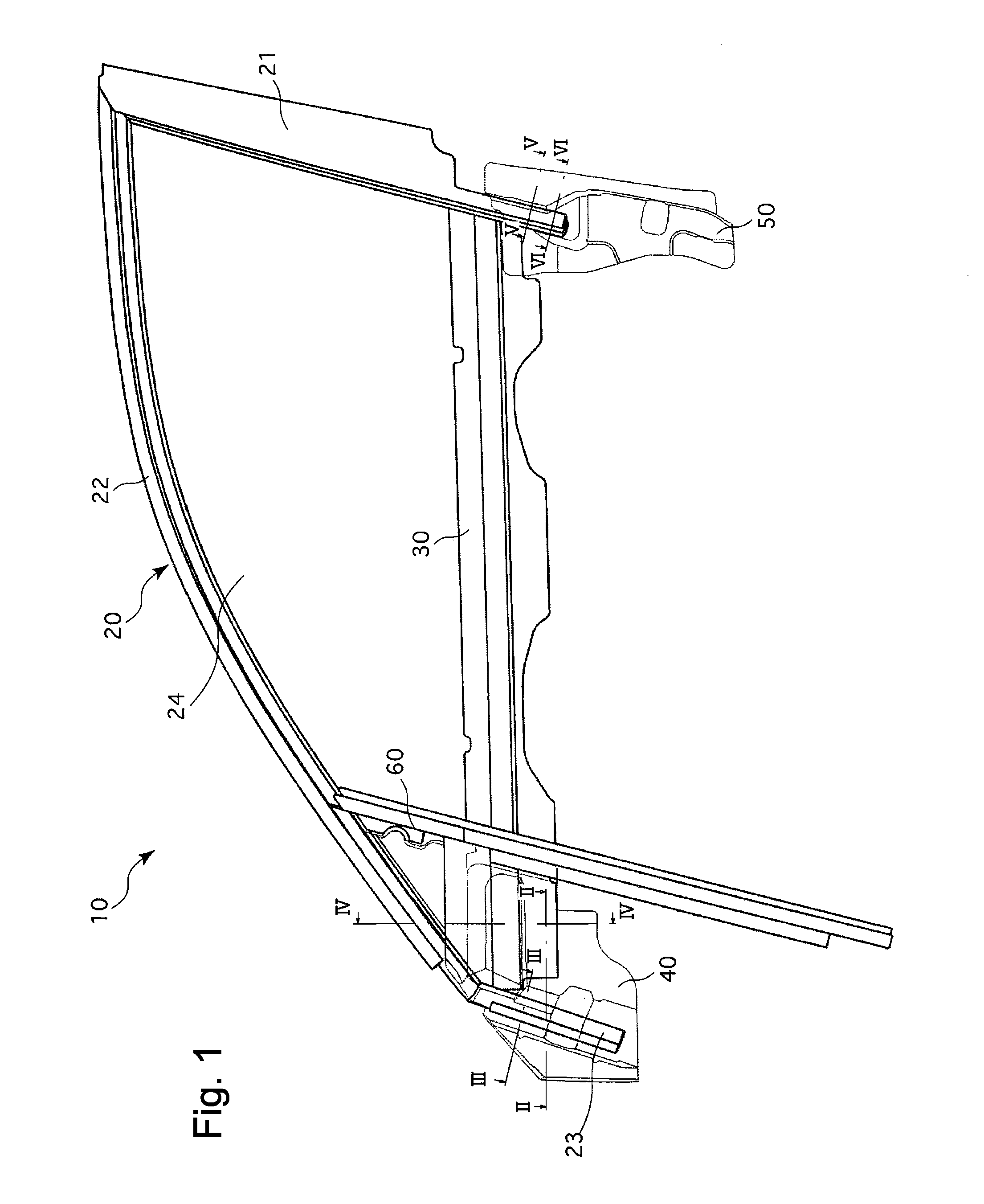 Vehicle door frame and method of producing the same