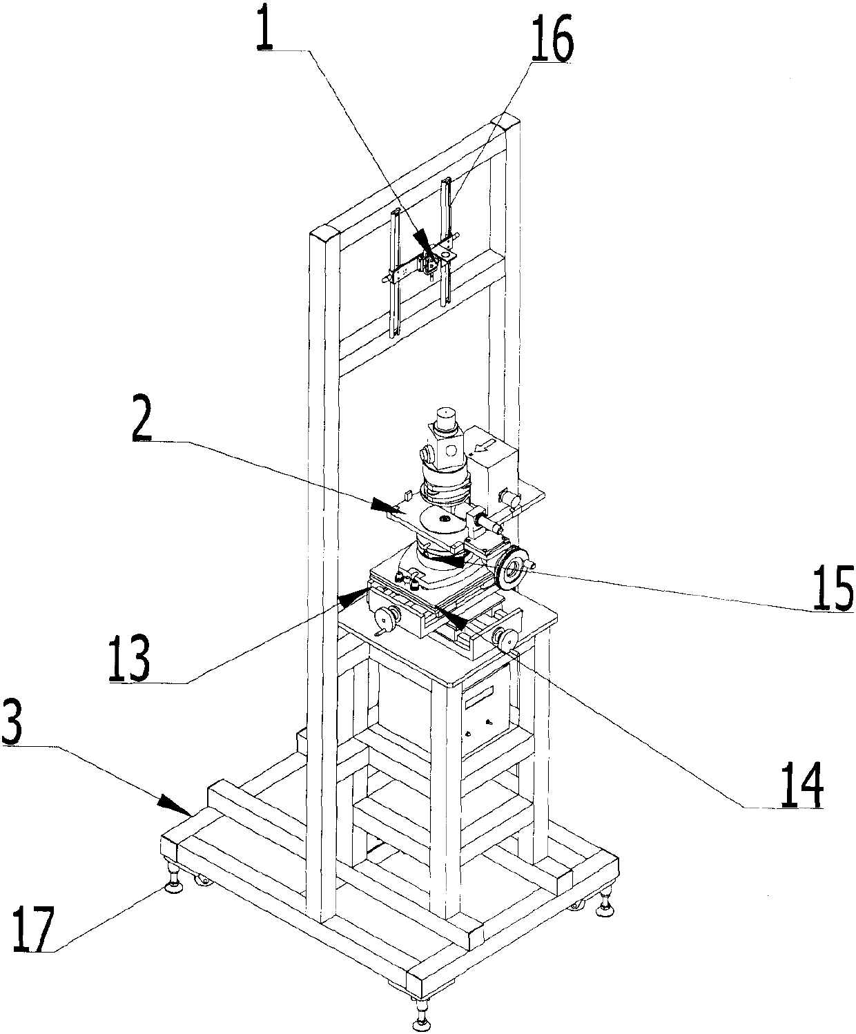 Adjusting device for installation orientation of aircraft inertial navigation device based on gyro north finder