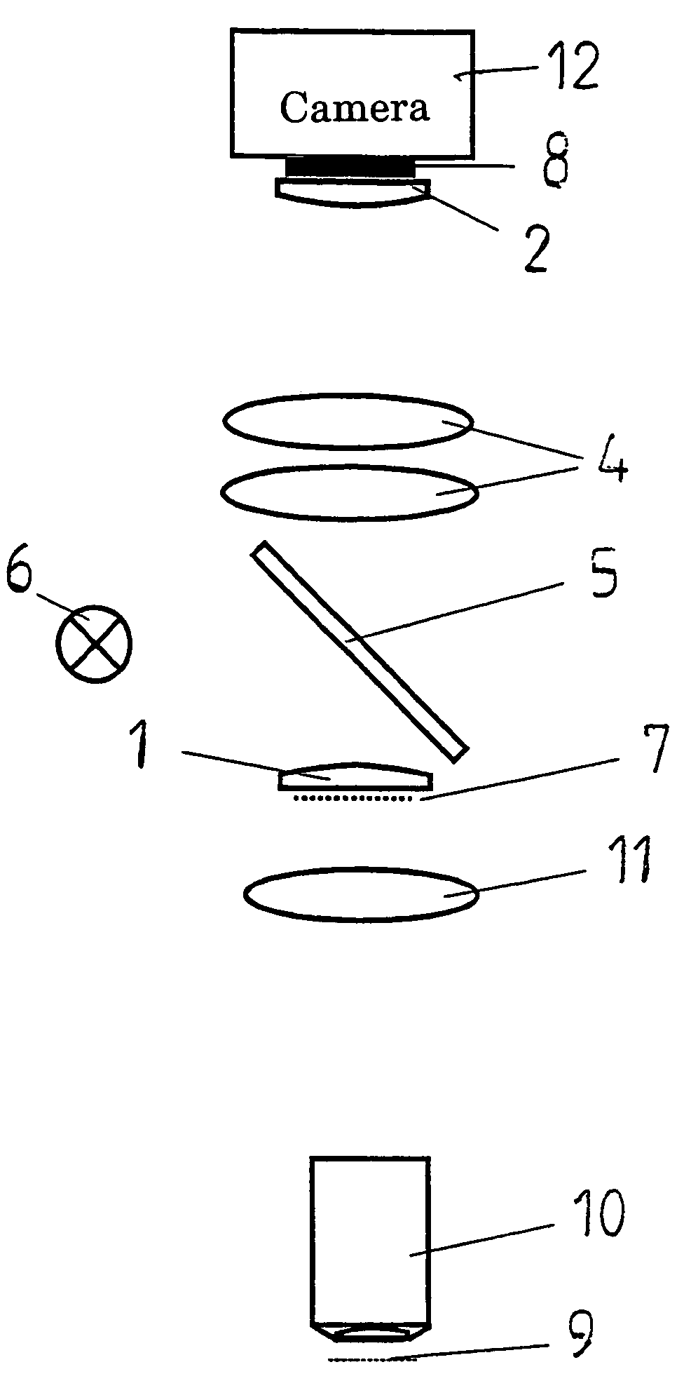 Optical assembly to be mounted on a microscope for measuring periodic movements of a microstructure