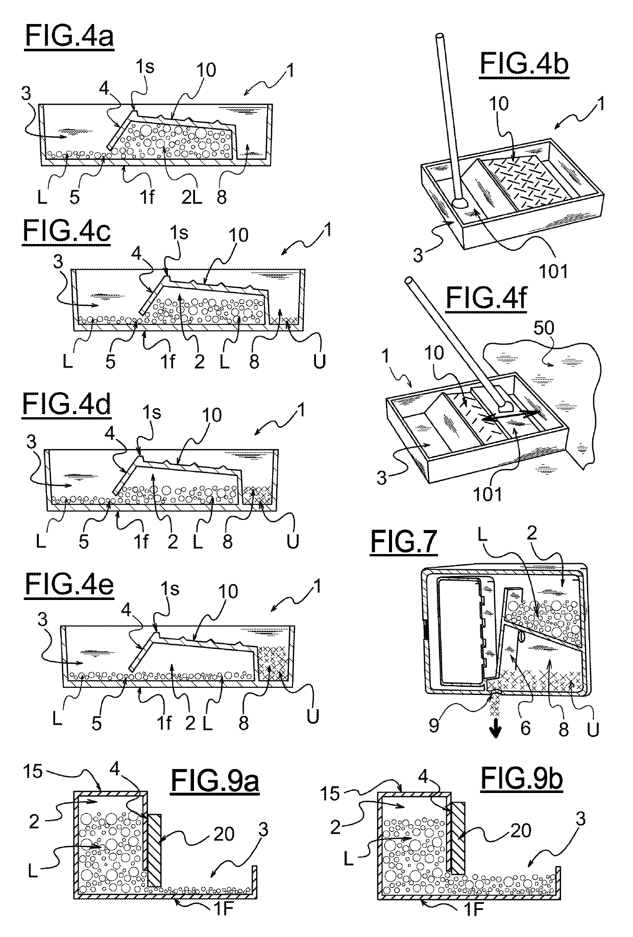 Household cleaning container and assembly comprising such a container and a mop