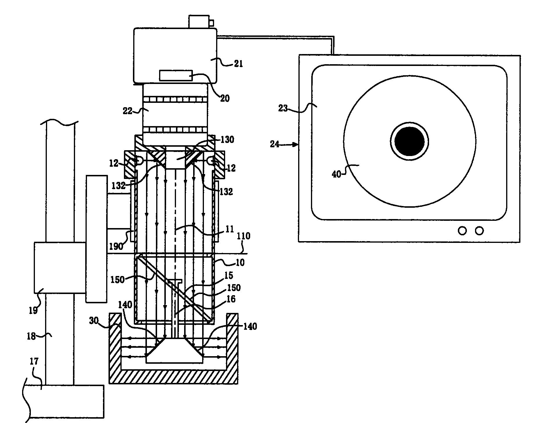 Method and apparatus for viewing hole internal wall image