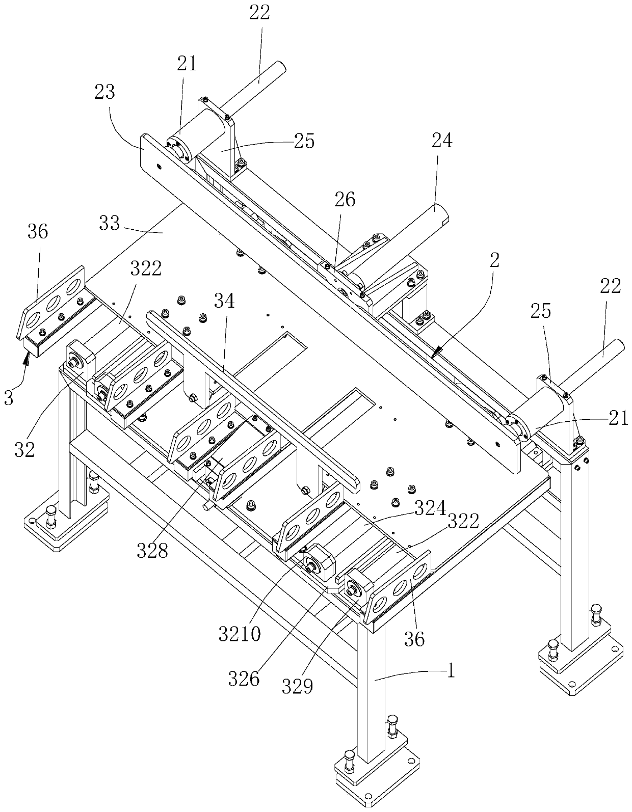 Profile discharging and placing device and conveying line and method using profile discharging and placing device