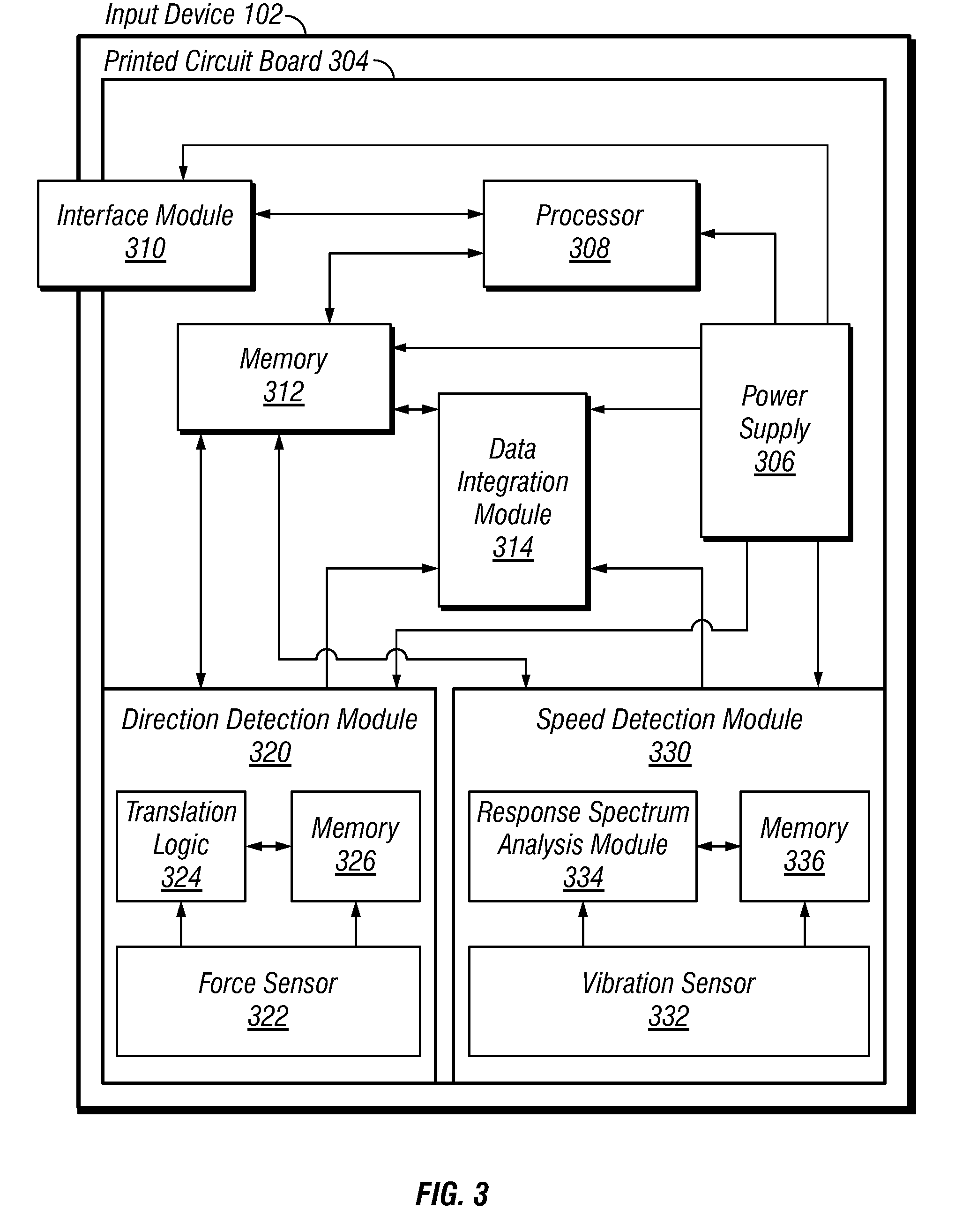 Using vibration to determine the motion of an input device