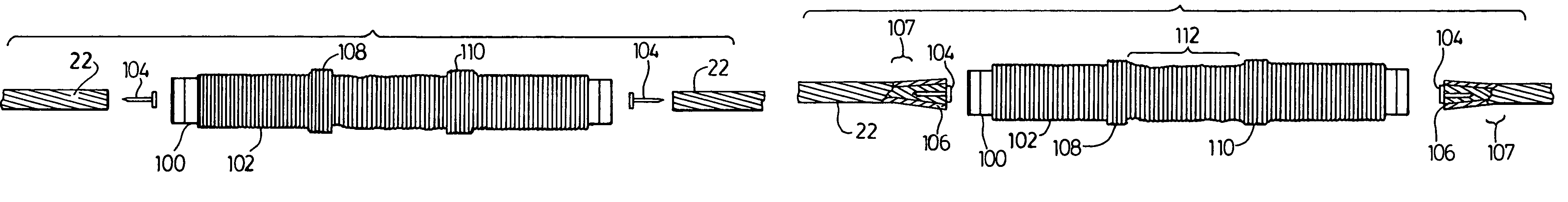 Arrangement in explosion joining of ends of wires and the like